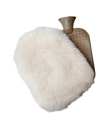 Lambskin - HOT WATER BOTTLE SET 2.0 L Cozy hot water bottle cover + rubber bottle color white