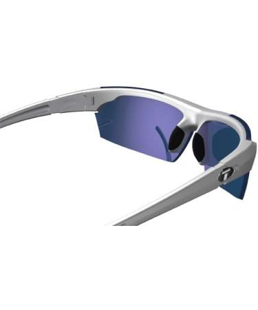 Tifosi Jet Sport Sunglasses - Metallic Silver Frame/Smoke & Blue Lens | Ideal for Cycling, Hiking, Running - Buy Online on GoSupps.com