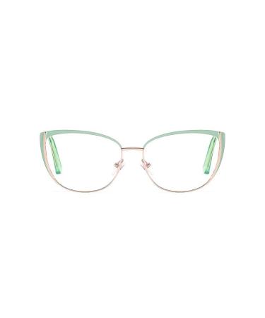 PARWANA Oversized Computer Readers Blue Light Blocking Reading Glasses Anti Eye Strain Flat Light Mirror Cat-Eye Eyeglasses +300 C4