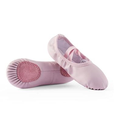 DyingSwan Toddler Ballet Shoes for Girls, Soft Leather Ballet Slippers, No-Tie Ballet Shoes Dance Shoes for Girls (Toddler/Little/Big Kid/Women) 7 Toddler Pink