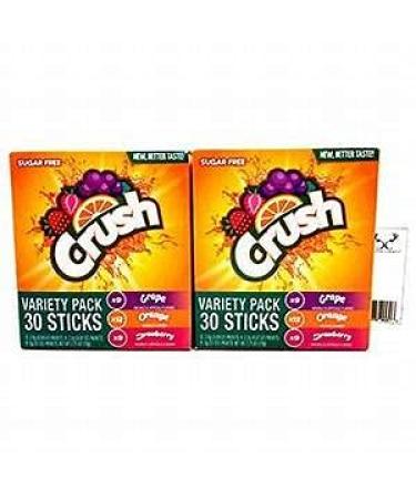 Crush Singles Berry Punch. Grape Orange to Go Sugar Free Drink Mix Variety Pack 2.64 oz 60 Sticks (2 Units) (60)