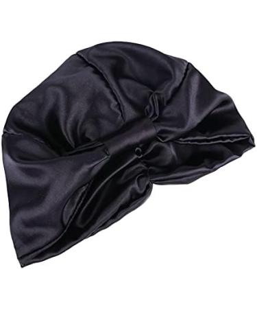 Women's Black Satin Turban Night Sleep Hat - Satin Bonnet for Hair Loss - Buy Online on GoSupps.com