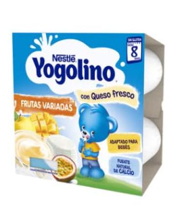 LOGAN "Dairy dessert with fresh cheese and assorted fruits suitable for babies from 8 months old. YOGOLINO by Nestl 4 x 100"