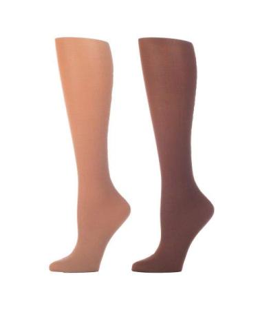 RedMoby Celeste-Stein-CMPS-3-ND-BRN2PK Womens 20-30 mmHg Compression Sock - Nude Brown - Pack of 2