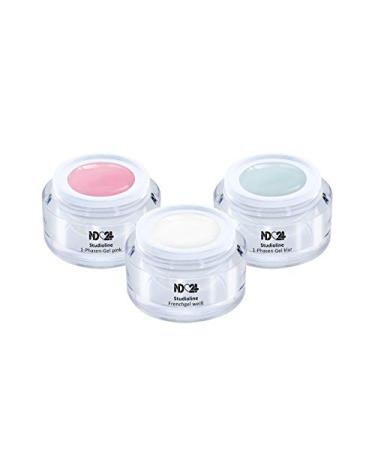 Studioline Gel Set - 1-Phase Gel Clear + AllroundGel Pink + French White - Made in Germany (3 x 5ml)