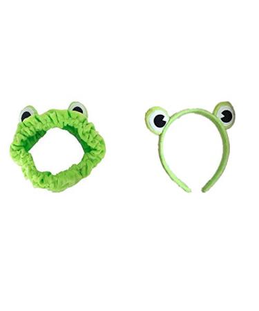UgyDuky 2 PCS Green Frog Hairbands for Women Wash Hairbands for Thick Hair Hairband Elastic for Girls Turban Headbands for Her Wide Headbands for Women Knot Headband