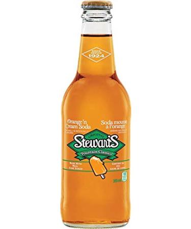 Stewarts Fountain Classic Soda 355ml Glass Bottles Orange'n Cream Soda 24 Count
