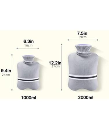 Premium Small Hot Water Bottle with Knitting Cover - Classic Striped 2000ml for Pain Relief & Hot Cold Therapy - Warm Pink - Buy Online on GoSupps.com