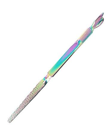 Strong Stainless Steel Nail Pincher Multi-Function Nail Pinching Tool Nail Art C-Curve Pincher Cuticle Cutter Pusher False Nail Shaping Tweezers Manicure Tools - Rainbow