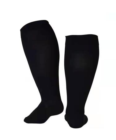 Medical compression stockings with wide calf for women and men plus size 20-30 XXL black