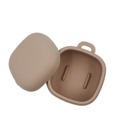 Silicone pacifier case dummy storage case with lid dustproof pacifier holder with hanging hooks newborn care accessories nipple storage case brown