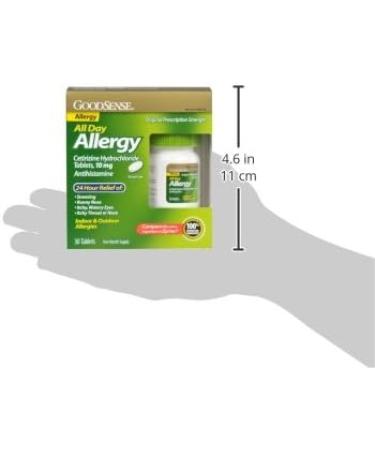 GoodSense Allergy Relief - Cetirizine Hydrochloride 10 mg Tablets - 24-Hour Antihistamine for Indoor & Outdoor Allergies 30 Count 30 Count (Pack of 1) Cetirizine Hydrochloride Tablet - Buy Online on GoSupps.com