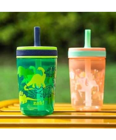 Zak Designs Kelso Dino Camo Tumbler Set - 15 oz, Non-BPA, Leak-Proof with Straw, Durable Plastic and Silicone, Perfect Baby Cup Bundle for Kids - 2pc Set - Buy Online on GoSupps.com