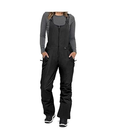 Juaugusep Waterproof Snow Bibs Insulated Bib Overalls Womens Ski Pants Snow Suits Winter Insulated Snow Bibs Black Medium