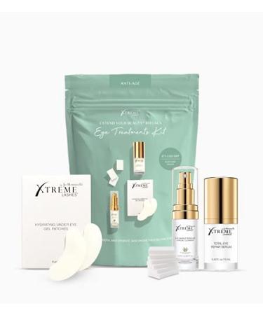 Xtreme Lashes Extend Your Beauty Rituals - Eye Treatments Kit - Lash Extension Safe includes Serum Under Eye Gel Patches Cleanser and Cosmetic Sponges