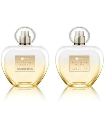 BANDERAS Perfumes - Her golden secret - Eau de toilette Spray for Women - Long Lasting - Fruity Floral and Vanilla Notes - 2.7 Fl Oz (Pack of 2) brown 1 Fl Oz (Pack of 2)