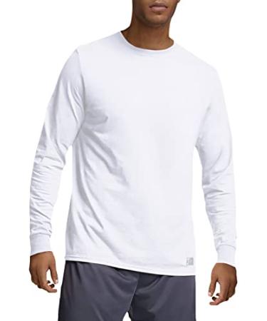 Russell Athletic Men's Cotton Performance Long Sleeve T-Shirt T-Shirt Large White
