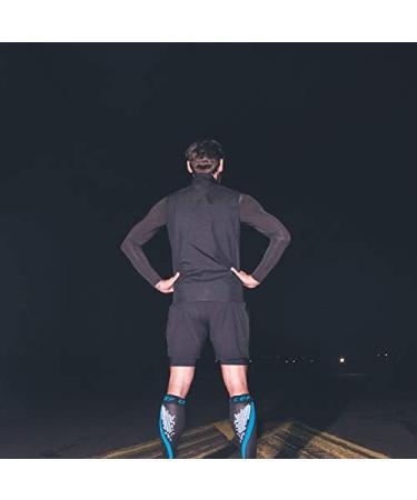 CEP Nighttech Calf Sleeve 2.0 | Reflective Women's Compression Leg Gums | Medi Size LV Black/Green Socks for Ultimate Calf Support - Buy Online on GoSupps.com