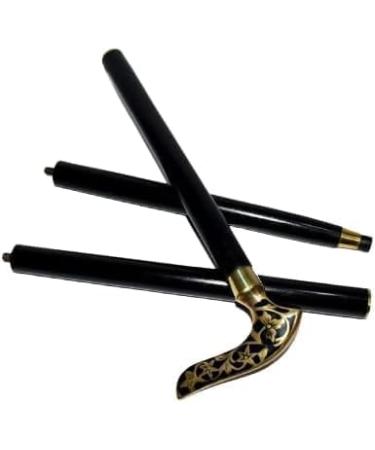 Designer Wooden Black Walking Stick Cane Solid Vintage Designer Brass Handle Walking Stick-Beautiful Cane for Men and Women - Buy Online on GoSupps.com