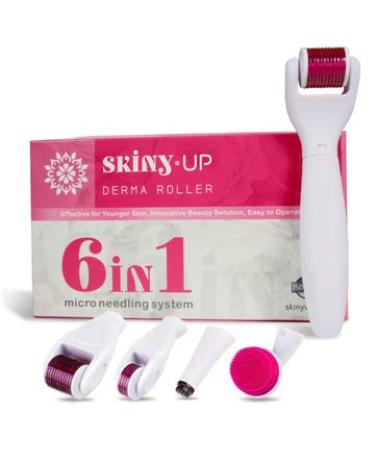 Dermaroller 6 in 1 for the facial body - Skiny Up Titan micronadel Derma Roller 2.00 mm Derma stamp for topical application/different sizes to buy/CE ISO and MHRA approval 0.5mm Kit+Facial Cleansing Brush
