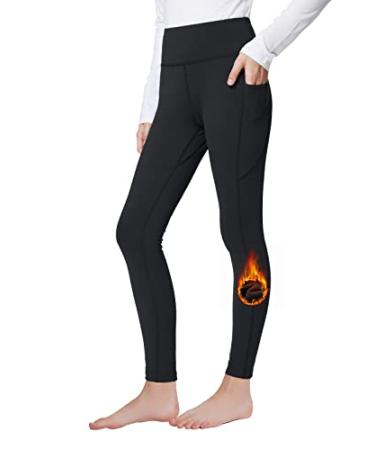 BALEAF Girls' Fleece Lined Leggings Kids Warm Pants Youth Compression Yoga  Athletic School Pants with Pockets