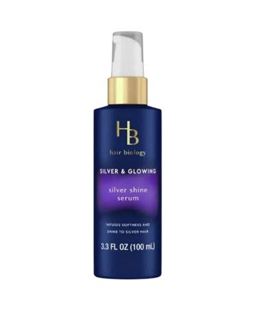 HB Hair Biology Silver Shine Serum with Biotin 3.3 fl oz. Moisture and Shine. Smooths  Softens and Healthy Glow. Formulated for Color-Treated Gray Hair. (1 Pack)  3.3 Fl Oz (Pack of 1)