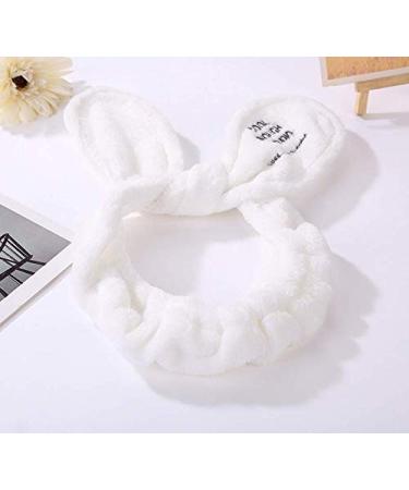 Spa Facial Headband 2 Pack - Rabbit Ear Design for Makeup and Shower - Adjustable Towels for Facial Treatment - White and Pink - Buy Online on GoSupps.com