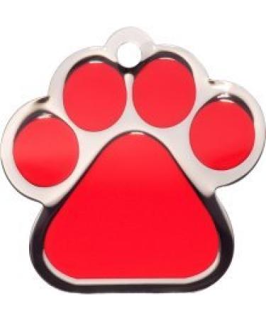 BWM Fashion Personalized Pet ID Tags Dog Tags | Dog Tag for Pets Laser Engraved & Personalised | ID Tags for Dogs & Cats | Durable Strong & Deeply Engraved - Large Paw Print Red Large Red