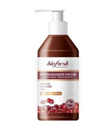 Biofresh Cosmetics Via natural soft shower gel with pomegranate and rose oil Panthenol shower gel 250 ml