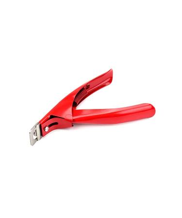 MARLAS Professional-Grade Acrylic False Nail Trimmer Stainless Steel Tip Cutter for Precision Nail Shaping (Red)