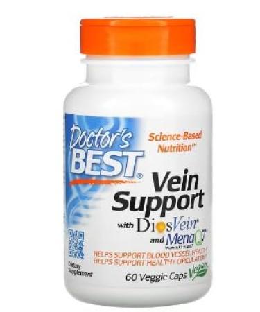 Doctor's Best Vein Support with DiosVein and MenaQ7-60 Vegetable Capsules - Optimal Vascular and Circulatory Health
