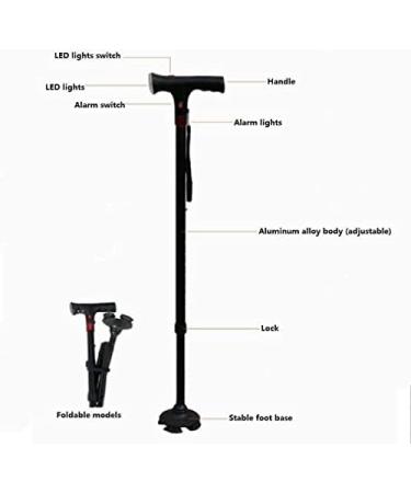 SilteD Adjustable Aluminum with Alarm Lights Elderly Crutches - Telescopic Folding Outdoor Multi-Functional Intelligent Cane Parent's Gift - Buy Online on GoSupps.com