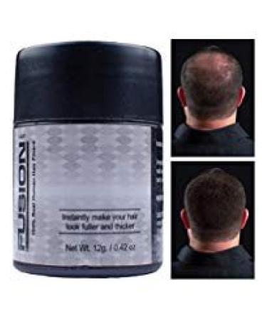 HAIR FUSION - 100% Real Human Hair Fibers - Conceal bald and thinning hair - Root touch up - Volumizer - Unisex (0.43 oz  Black)