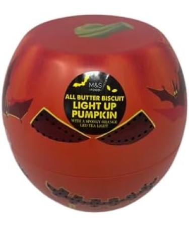 M&S Halloween All Butter Shortbread Biscuits LIGHT UP PUMPKIN Tin 230g in Premier Life Store Box - Buy Online on GoSupps.com