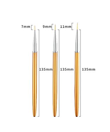Lovenails Finelin Brush Set - 3-Piece Gold Nail Art Brushes for Detailed Designs & Paintings - Buy Online on GoSupps.com