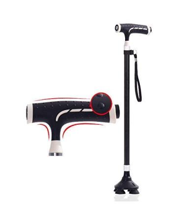 Aluminum Alloy Old Man Crutches LED Lamp Four Feet Multi-Purpose Ergonomic Cane Non-Slip Forearm Crutches Metal Cane Adjustable Walker Interesting Safehappy