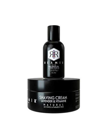 Reamir Men's Natural Shaving Kit - Natural Pre-Shave Oil & Natural Shaving Cream - Men's Styling Products - Smooth Shaving for Sensitive Skin