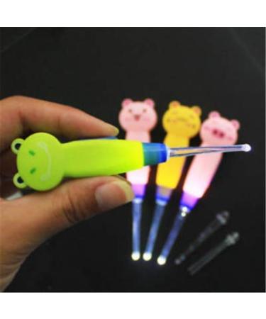 Kids Safe Ear Pick Wax Remover Cleaner Curette with LED Flashlight Light Kits (#2 1pc Plastic (Random Color))