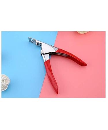 PSGS 2 Colors U-Shaped False Tips Trimmer Manicure Cutter Tool Stainless Steel Acrylic UV Gel False Nail Tip Clipper Scissors (Color : Red)
