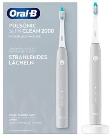Oral-B Pulsonic Slim Clean 2000 Electric Sonic Toothbrush - 2 Brushing Modes for Dental Care - Timer Gift - Designed by Braun - Grey - Buy Online on GoSupps.com