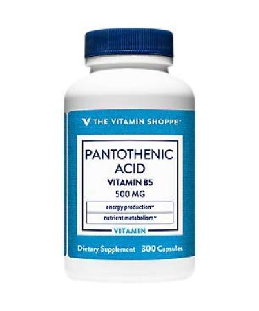 The Vitamin Shoppe Pantothenic Acid 500MG with Vitamin B5 Supports Energy Production Hair Skin Nails Once Daily (300 Capsules) - Buy Online on GoSupps.com