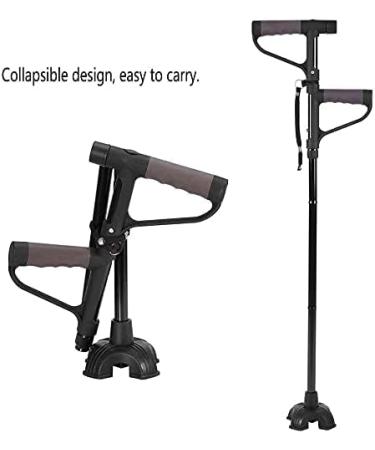 Canes Walking Cane Retractable Collapsible Anti Slip Height Hand Walking Stick with LED Light Double T Handle Elderly Walking Cane for Old Man - Buy Online on GoSupps.com