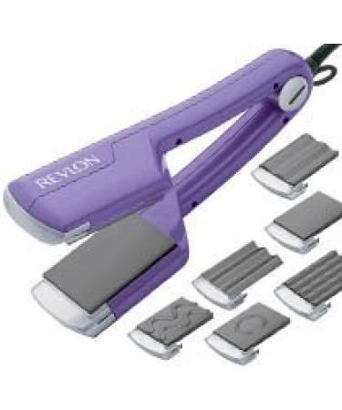 Revlon RV066C Professional 6-in-1 Hair Straightener and Styling with Interchangeable Plates for Waves Circles and Crimping 110V-240V Dual Voltage for Worldwide Use