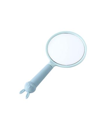 FSYSM Cartoon Bunny Ear Handheld Vanity Mirror Makeup Mirror Beauty Salon Makeup Vanity Hand Mirror Handle (Color : Blue)