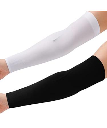 4 Pcs Line Sleeve Line Cover Adult Breathable and Elastic Line Sleeve Soft Arm Covers Comfortable Long Upper Arm Compression Sleeves Line Arm Nursing Sleeve for Women Men Kids, White and Black