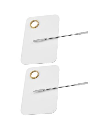 Lurrose 2 sets Beauty palette make-up plate kit nail color make-up coloring tray basic mixture make-up artist tool cosmetic mixture make-up mixer acrylic spatula manicure white