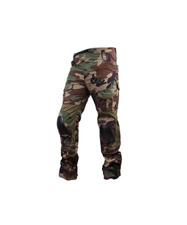 Paintball Equipment Men Airsoft Hunting Combat BDU Pants Gen3 Tactical Pants with Knee Pad Woodland X-Large