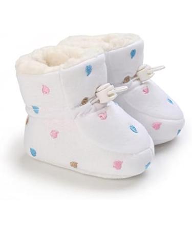 Newborn Winter Warm Fleece Booties | Non-Slip Soft Sole Baby Shoes | Adjustable Prewalker Boots for Girls Boys | 0-18 Months | B White - Buy Online on GoSupps.com