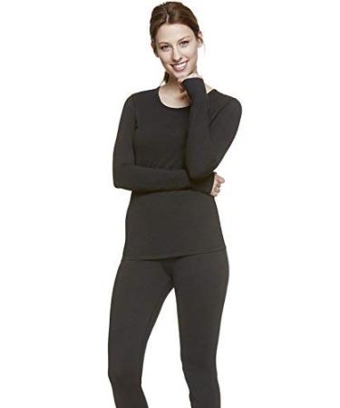 WUHOUPRO Womens Ultra Soft Thermal Underwear Long Johns with Fleece Lined XX-Large Black