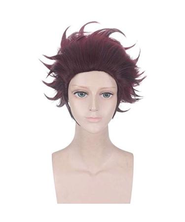 Buy Kamado Tanjirou Wig | Demon Slayer Kimetsu no Yaiba | Dark Red Heat Resistant Synthetic Hair - 30cm - Buy Online on GoSupps.com